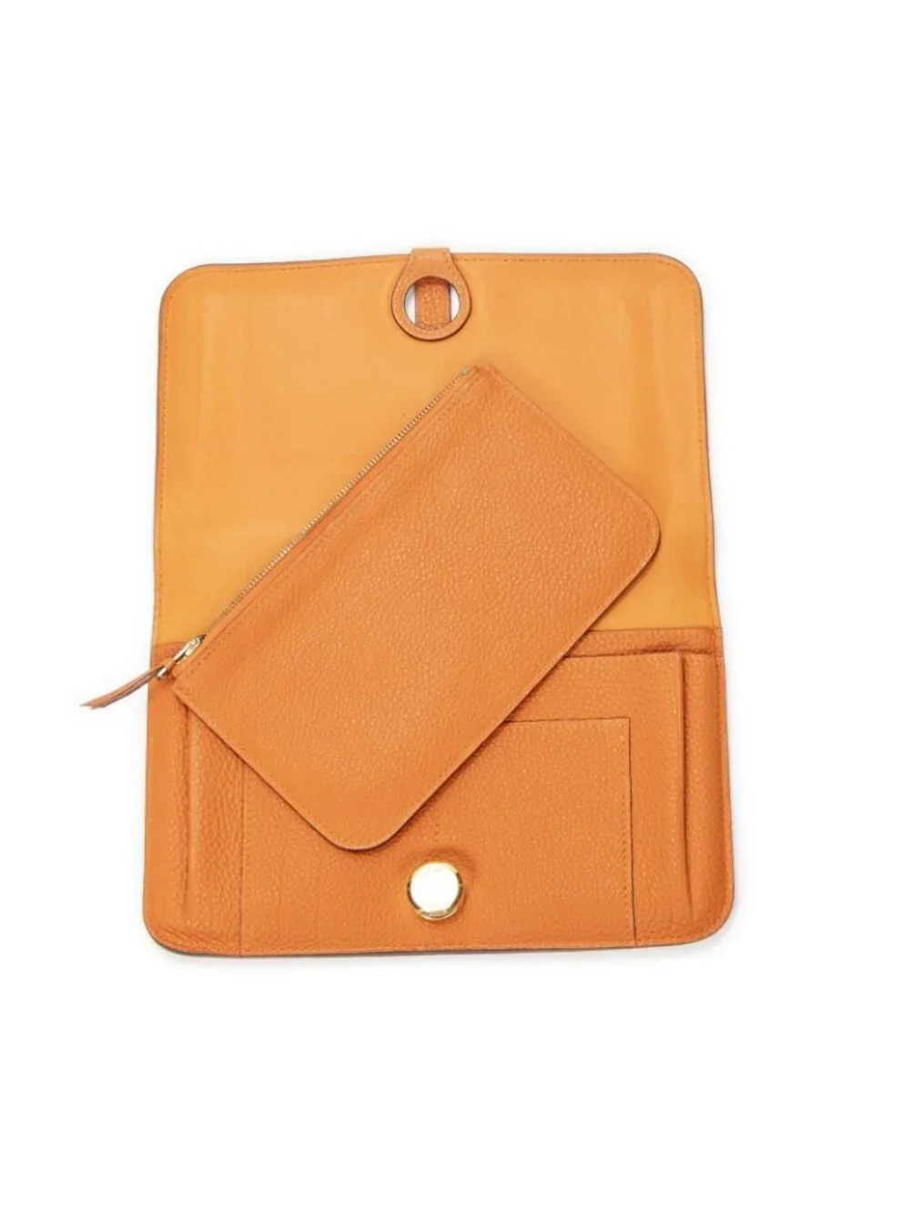 Hermes Dogon Wallet Orange Clemence Leather